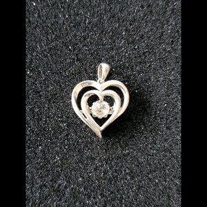 Zales 925 Sterling Silver Floating Diamond Heart Pendant